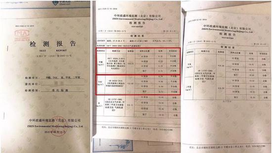 租客提供的甲醛超标的检测报告