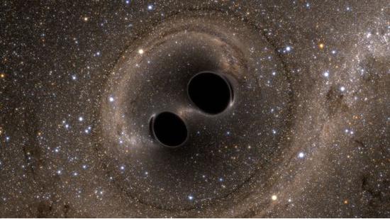 图&nbsp;|配对的黑洞（图片来源：MIT TECHNOLOGY REVIEW）