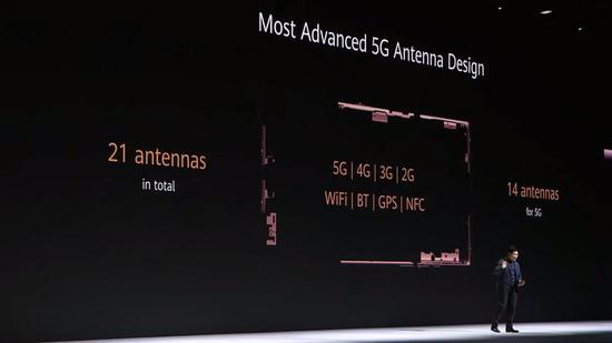 ▲ 华为 Mate30 Pro 5G 内有 21 根天线