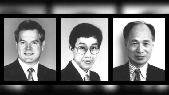 Michael Houghton、朱桂霖、郭劲宏(从左至右),照片拍摄于1990年左右。来源:H。 J。 Alter & M。 Houghton/Nature Med
