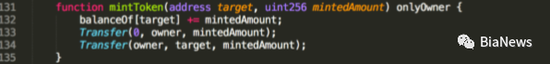 （图一：受影响智能合约存在的mintToken问题）