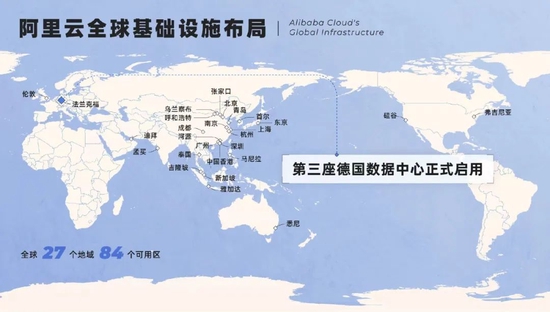 Alibaba Cloud's global infrastructure layout, image source Alibaba Cloud's official Weibo