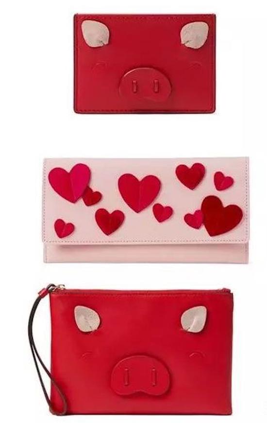 Kate Spade 也推出了猪猪包系列,今年主打红色和粉色,嗯……拼贴的很直观。