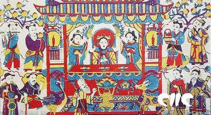 苏州桃花坞产出的桃花坞年画,色彩艳丽