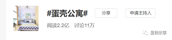 图| 截止21日，#蛋壳公寓#相关话题已经有2.2亿阅读，超过11万条讨论