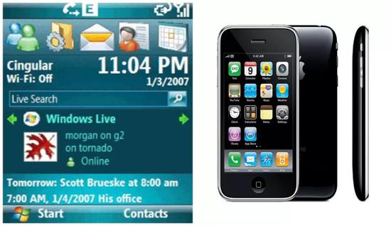 左图为Windows Mobile 6页面右图为iPhone页面（图片均来自网络）