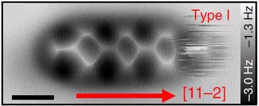 图1 原子力显微镜图像中，DATP分子在Cu（111）表面的不对称吸附构型。