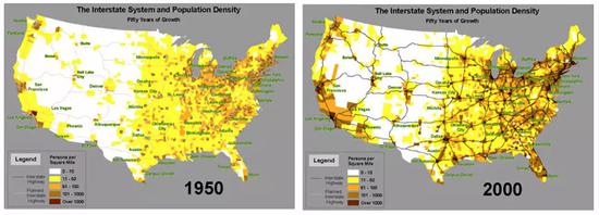 来自联邦公路管理局的州际密度图