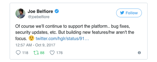 ▲ 微软副总裁 Joe Belfiore 表示，不会在 Windows 10 Mobile 平台上开发新的功能和硬件