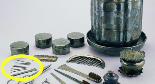 （图为黄圈内为修脚刀，出土元代墓）