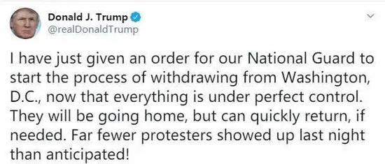 特朗普社交媒体截图。