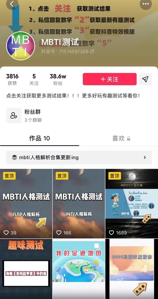 抖音博主：MBTI测试