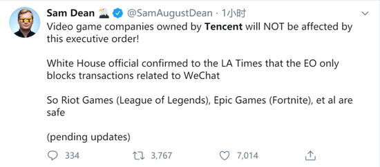 《洛杉矶时报》记者Sam Dean的推特内容/Twitter