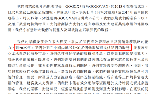 Kuaigou taxi sinking market plan, screenshot from prospectus