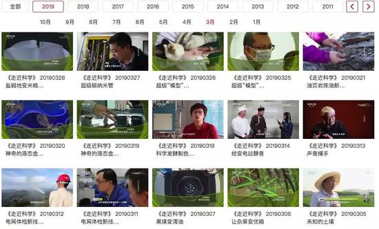 2019年央视官网《走近科学》视频播出列表