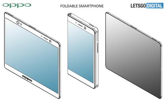 外媒曝光OPPO可折叠手机专利（图片引自LetsGoDigital）