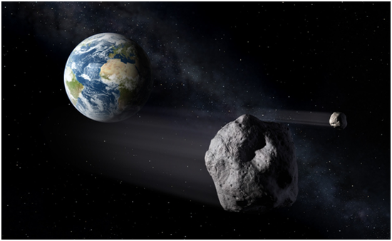  小行星即将与地球“擦肩而过”模拟图。图源：NASA官方网站