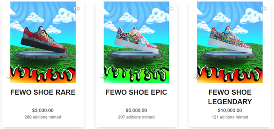 ▲RTFKT工作室与FEWOCiOUS合作推出的虚拟鞋款。