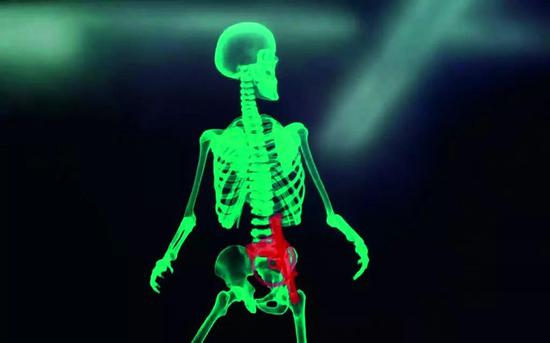 《全面回忆》中，男主角（施瓦辛格饰）通过X光的画面