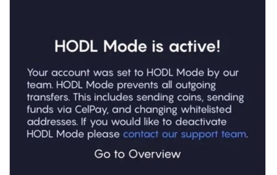 Celsius launches HOLD mode, image via Twitter