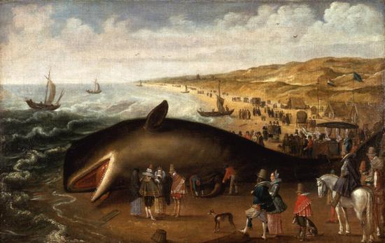▲荷兰画家Esaias van de Velde1617年作品,画着游客参观搁浅的鲸鱼,说明了鲸对人类的吸引以及人类对鲸的不解。(来源:wiki)