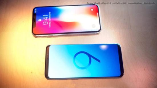 三星S9外观对比iPhone X（图源网）