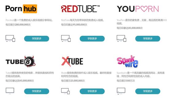 TrafficFactory列出他们收录的不可描述网站的名录