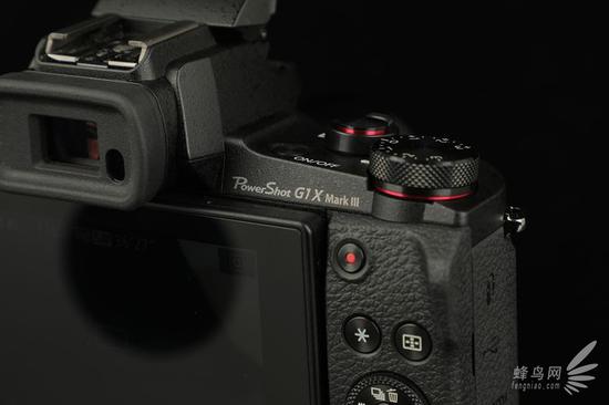 佳能G1 X Mark III取景器和肩部曝光补偿转盘