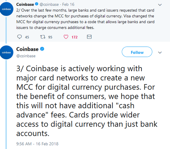 加密货币平台Coinbase交易故障多发：Visa导致