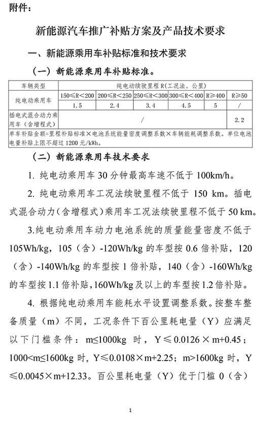 四部门调整新能源车补贴政策：提高技术门槛要求