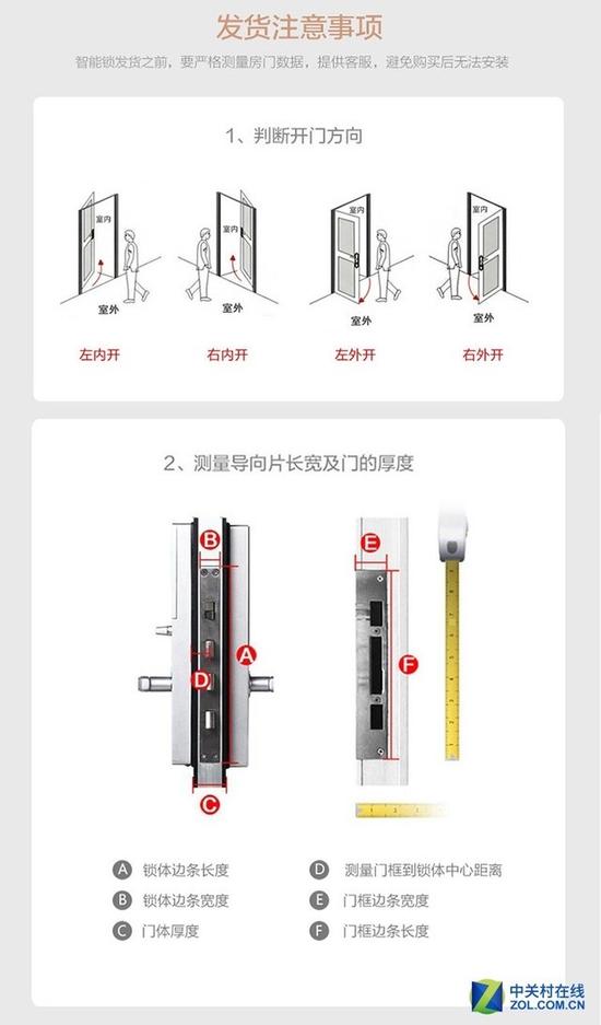 选购智能锁前需要测量的数据(图源:京东)