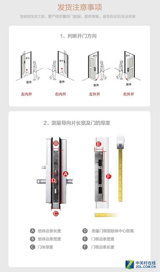 选购智能锁前需要测量的数据（图源：京东）