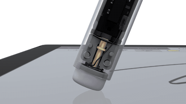 ▲ Surface Pen 顶部是一个微动开关,可以当成按钮,也可以触发橡皮擦的功能。图片来源:Microsoft Mechanics