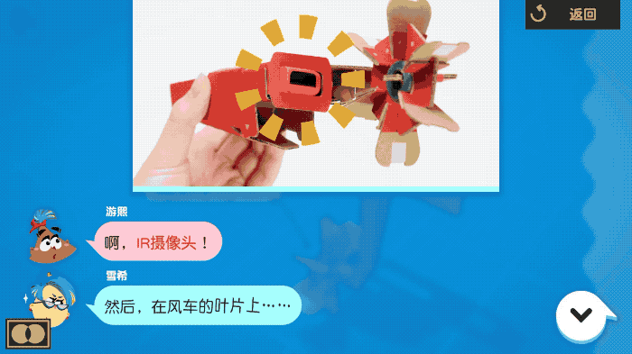 ▲ 另一个风车组件,也是靠反光贴纸来实现对转速快慢的判定。