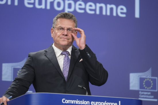 Maros Sefcovic,7月28日出席新闻发布会。