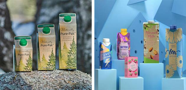▲ Elopak 推出的纯乐® 牛奶盒(图左)和利乐(Tetra Pak)推出的牛奶盒(图右)