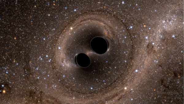 两个黑洞合并的模拟图。