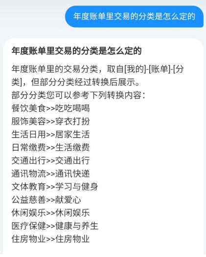 支付宝年度账单交易分类