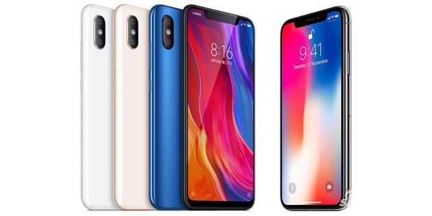 小米8和iPhone X渲染图