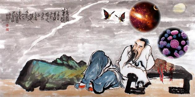 图一 大小之辩(国画作者:董书林)