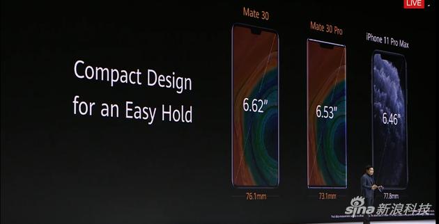 发布会上和华为新机和iPhone对比