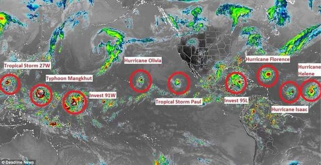 卫星图像显示潜在威胁的9个极端气候事件。