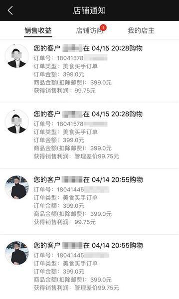 一名环球捕手店主从下级会员消费中获得的收益。