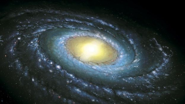 艺术家们将银河系描绘成一个扁平的圆盘，这种印象必须修改