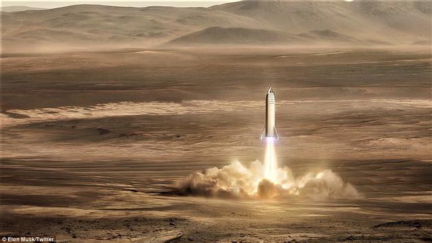 SpaceX公司创始人马斯克和他的支持者们(包括英国宇航员蒂姆__匹克)制定了一个雄心勃勃的时间计划——2028年派遣宇航员登陆火星。图中是SpaceX公司研制的BFR火箭。