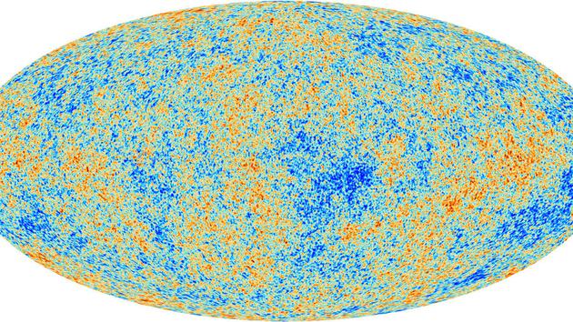 图为普朗克太空探测器传回的宇宙微波背景图，即大爆炸产生的辐射残余。