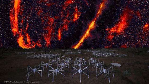 默奇森广域阵列是澳大利亚内陆的一个射电望远镜网络，科学家利用该阵列在天空中搜寻中性氢的踪迹，这可能是宇宙黑暗时代最后的遗存