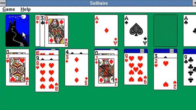 ▲ 最早的 Windows 纸牌游戏，卡面就是卡雷设计的