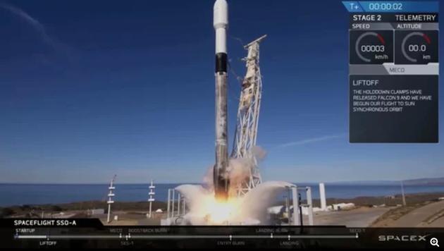 北京时间今天凌晨,从加州范登堡发射升空的SpaceX公司“猎鹰9号”火箭