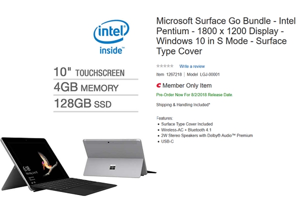 微软发布Surface Go 推出4+64G和8+128GB两种版本